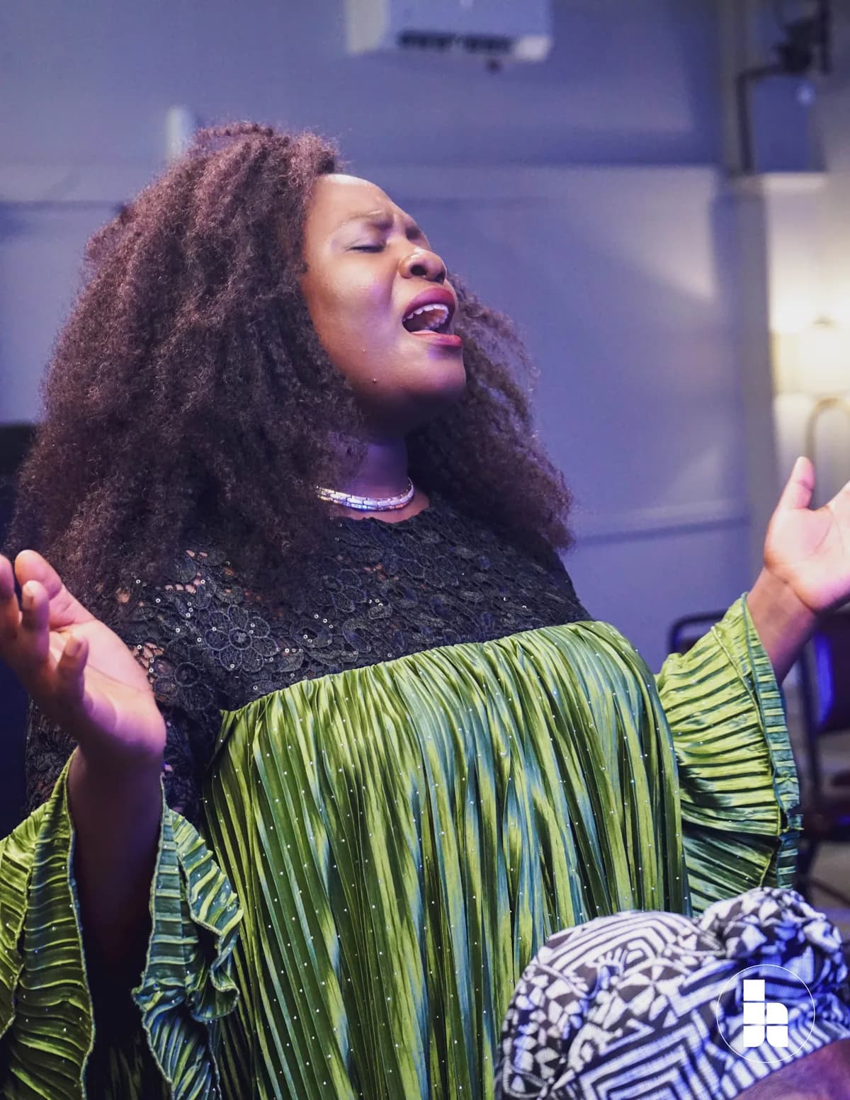 A member singing during a time of worship