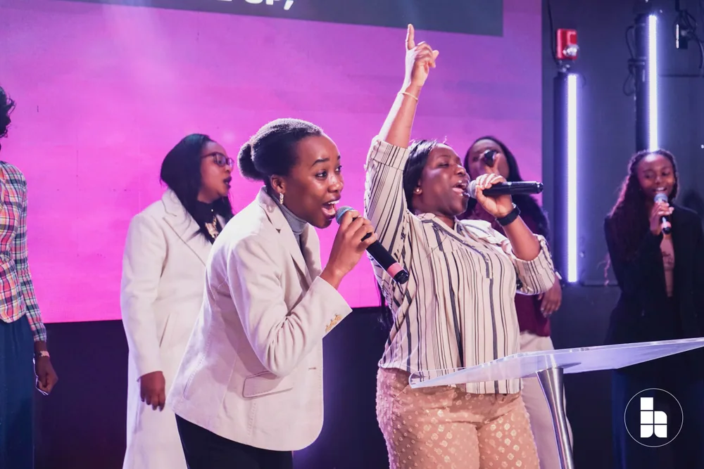 Young members leading a song together