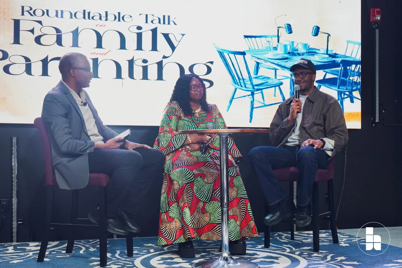 A roundtable conversation on stage at Jubilee Place